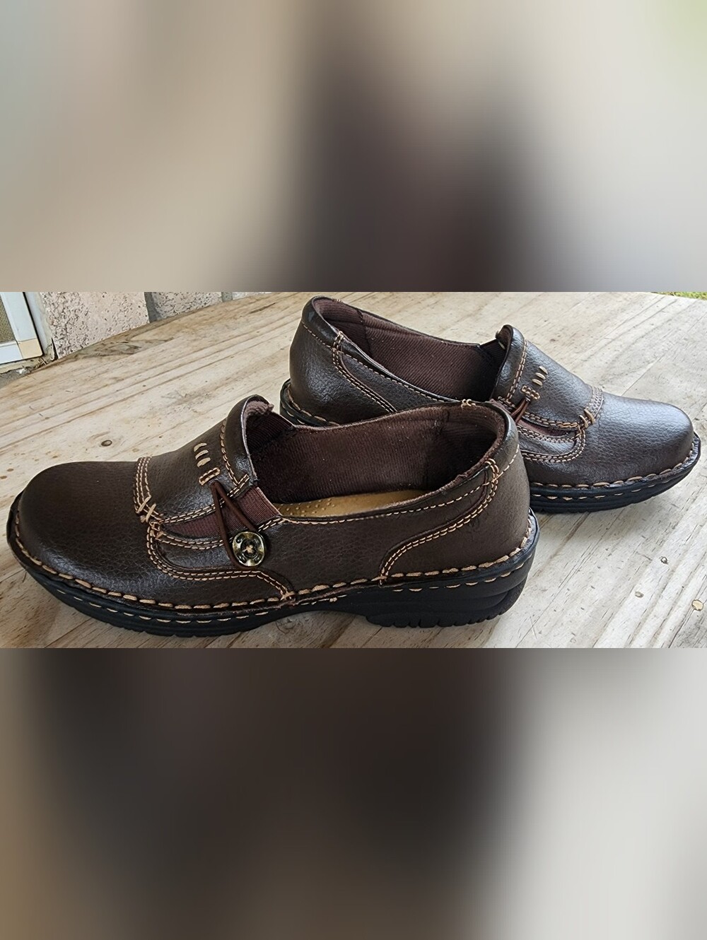 EARTH SPIRIT 6M Brown Leather Loafers Gelron 2000 Comfort Clogs Granola EUC